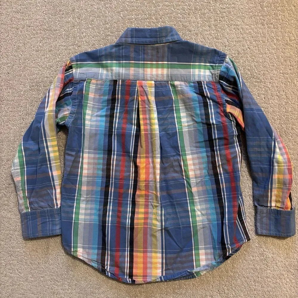 RALPH LAUREN Boys 4T COLORFUL Easter Plaid Button Down Shirt Preppy Classic Sz 4